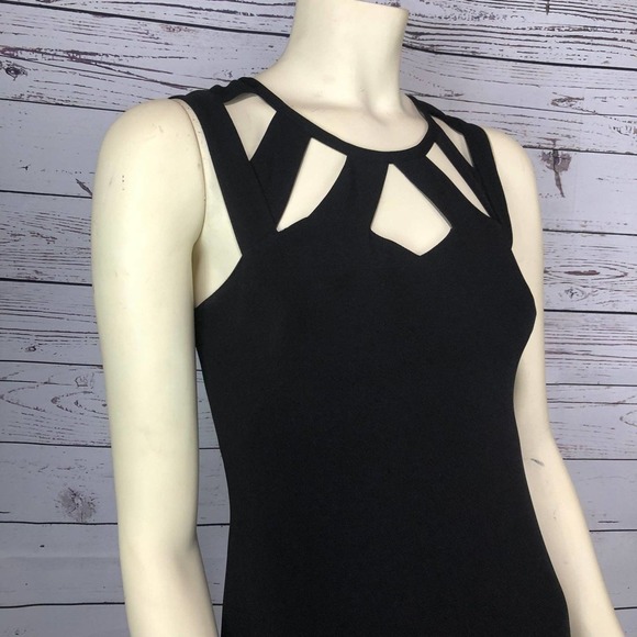 Vera Wang Floor Length Black Gown Cut Out Neckline and train on the back! - Picture 4 of 12